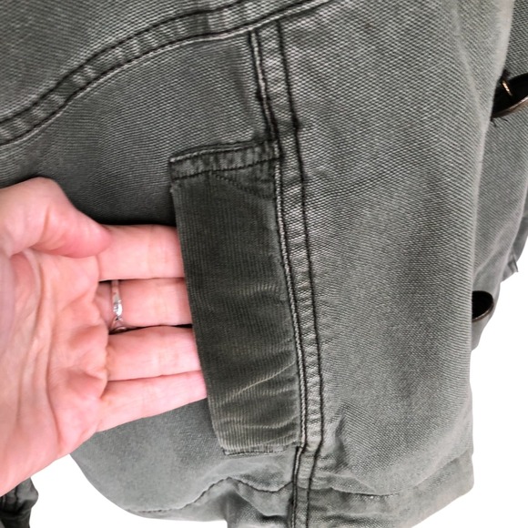 We the Free Army Green $168 Double Breasted Cotton Boho Trucker Utility Jacket M - Picture 11 of 16